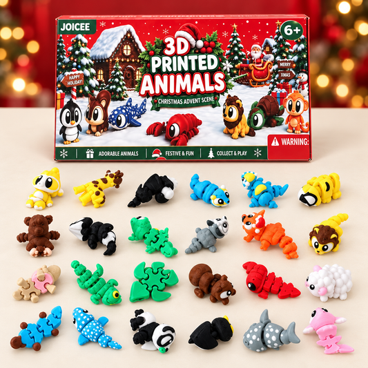 24-Piece 3D Printed Animal Christmas Advent Calendar Toy Set