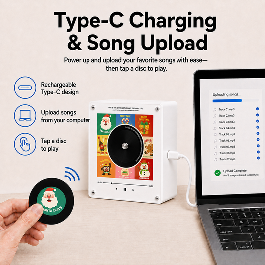 Type-C charging and song upload steps