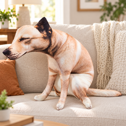 Funny Pooping Dog Shaped Pillow – 60cm Gag Plush Cushion