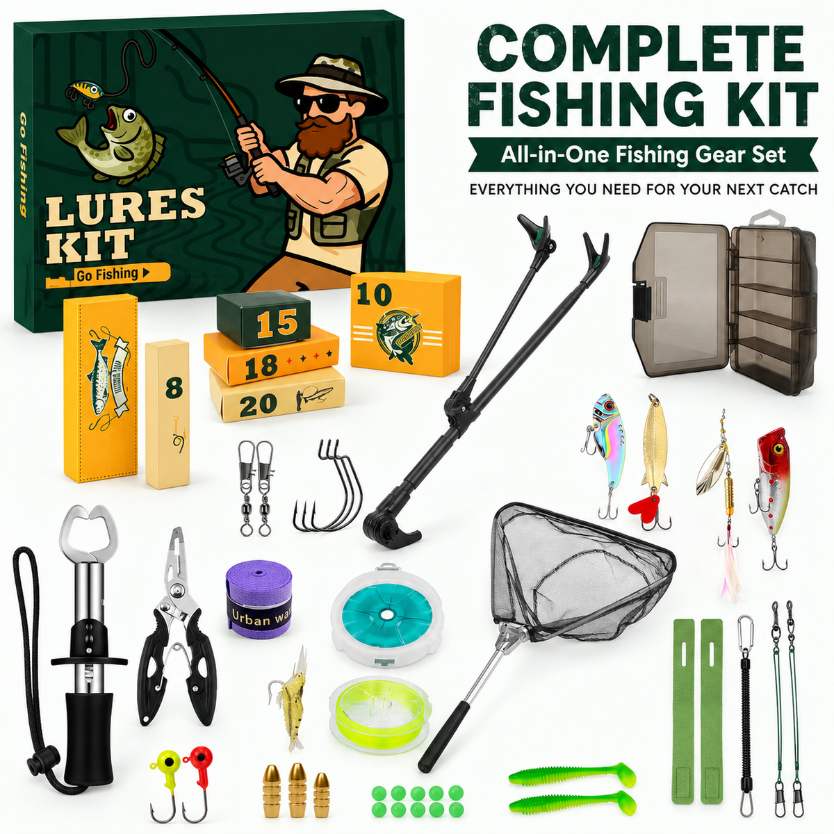 24-Day Fishing Lure Advent Calendar Mystery Box – Assorted Fishing Baits & Tackle Gift for Anglers